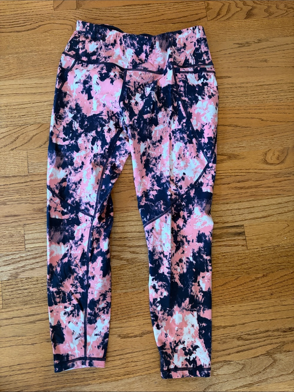 Sweaty Betty Pink and Navy Tie-Dye Leggings